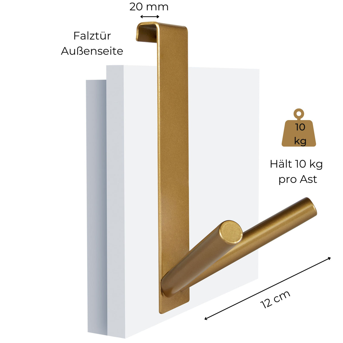 2ER-SET LANGE TÜRHAKEN GOLD | BIS 2 CM TÜRFALZ
