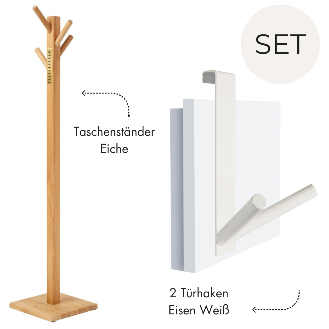 Bundle 1 TASCHENSTÄNDER Eiche & 2 TÜRHAKEN