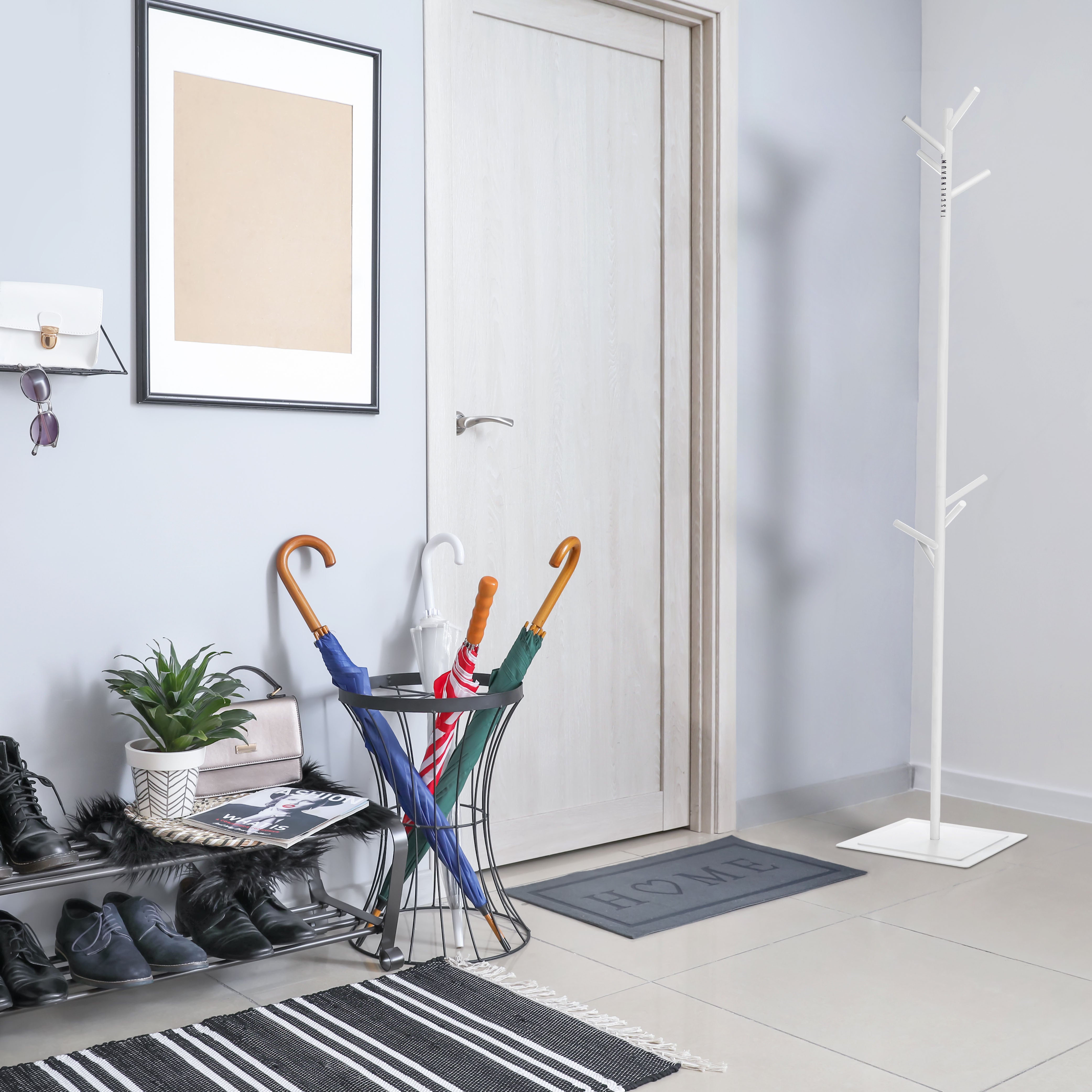 2-IN-1 GARDEROBENSTÄNDER WEISS 182 CM