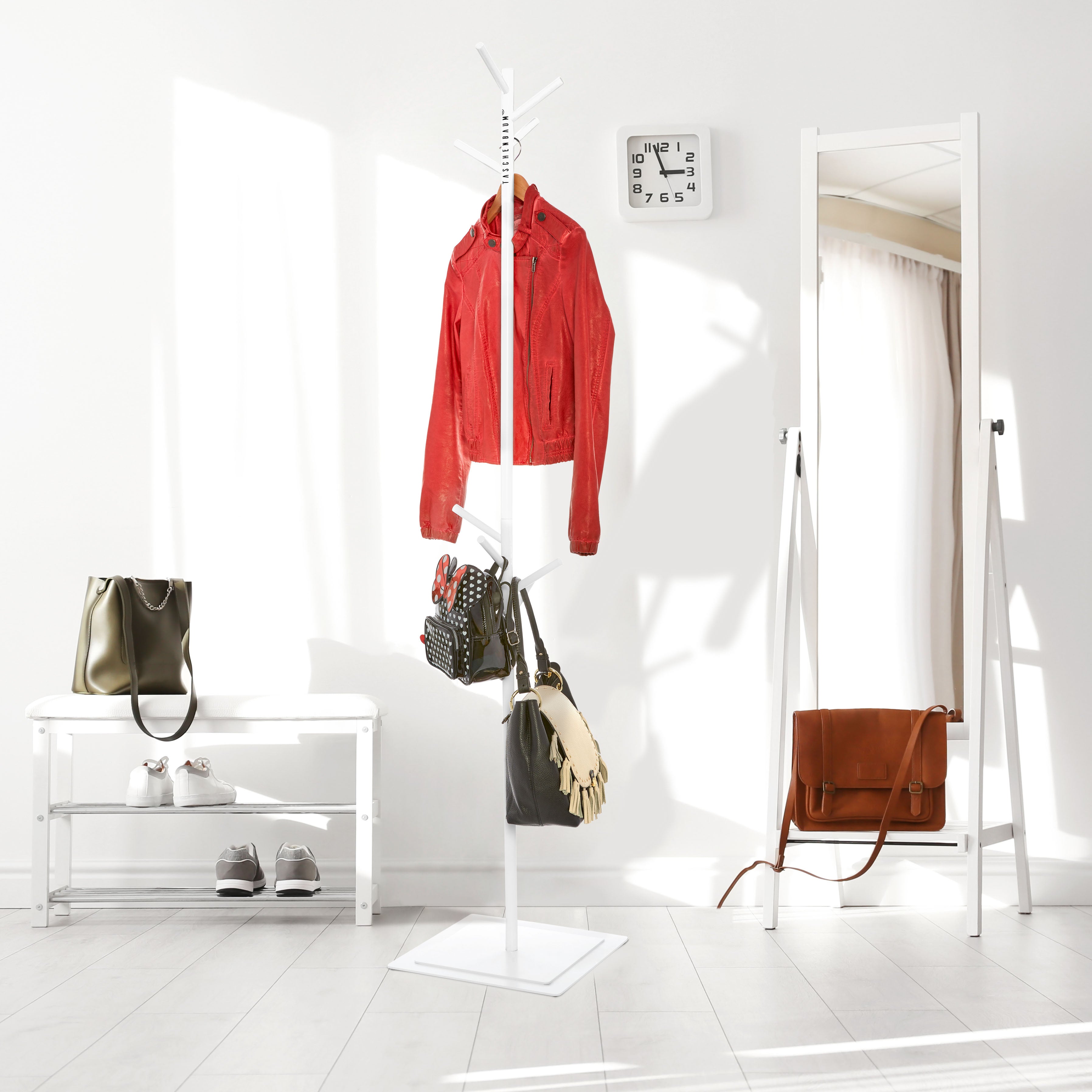 2-IN-1 GARDEROBENSTÄNDER WEISS 182 CM