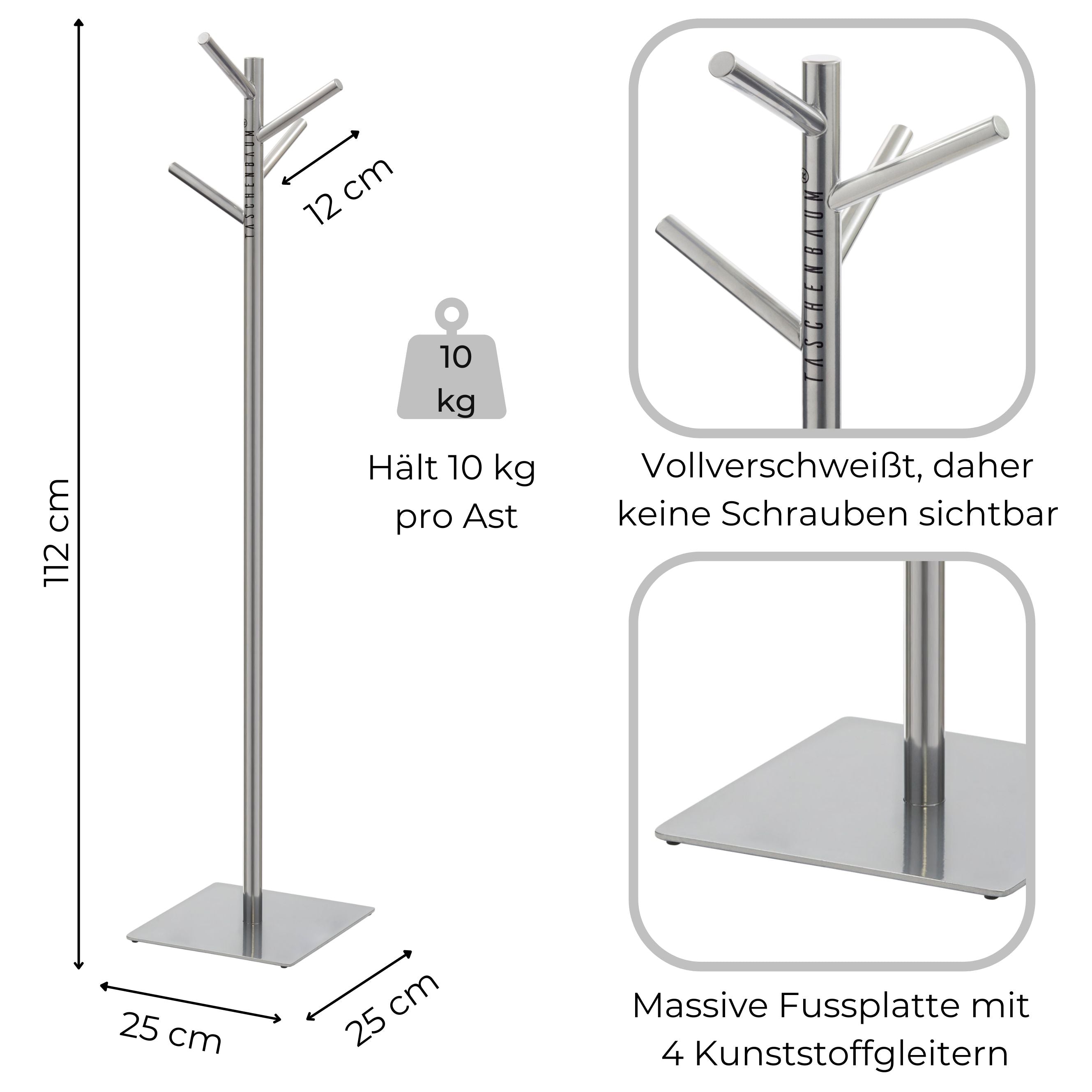 TASCHENSTÄNDER CHROM | HÖHE 112 CM