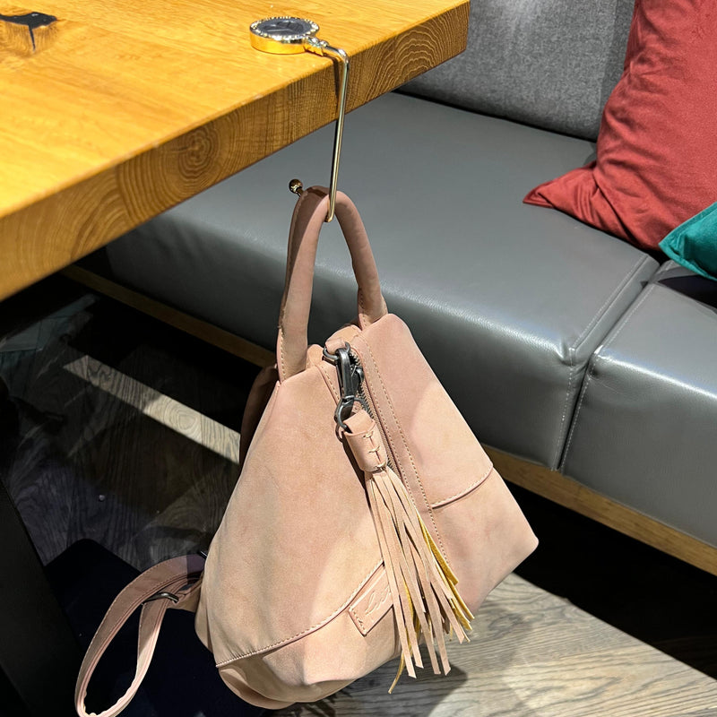 Handtaschenhalter Tisch 2-in-1 Rose Taschenhalter Taschenhaken weiss gold  Metall