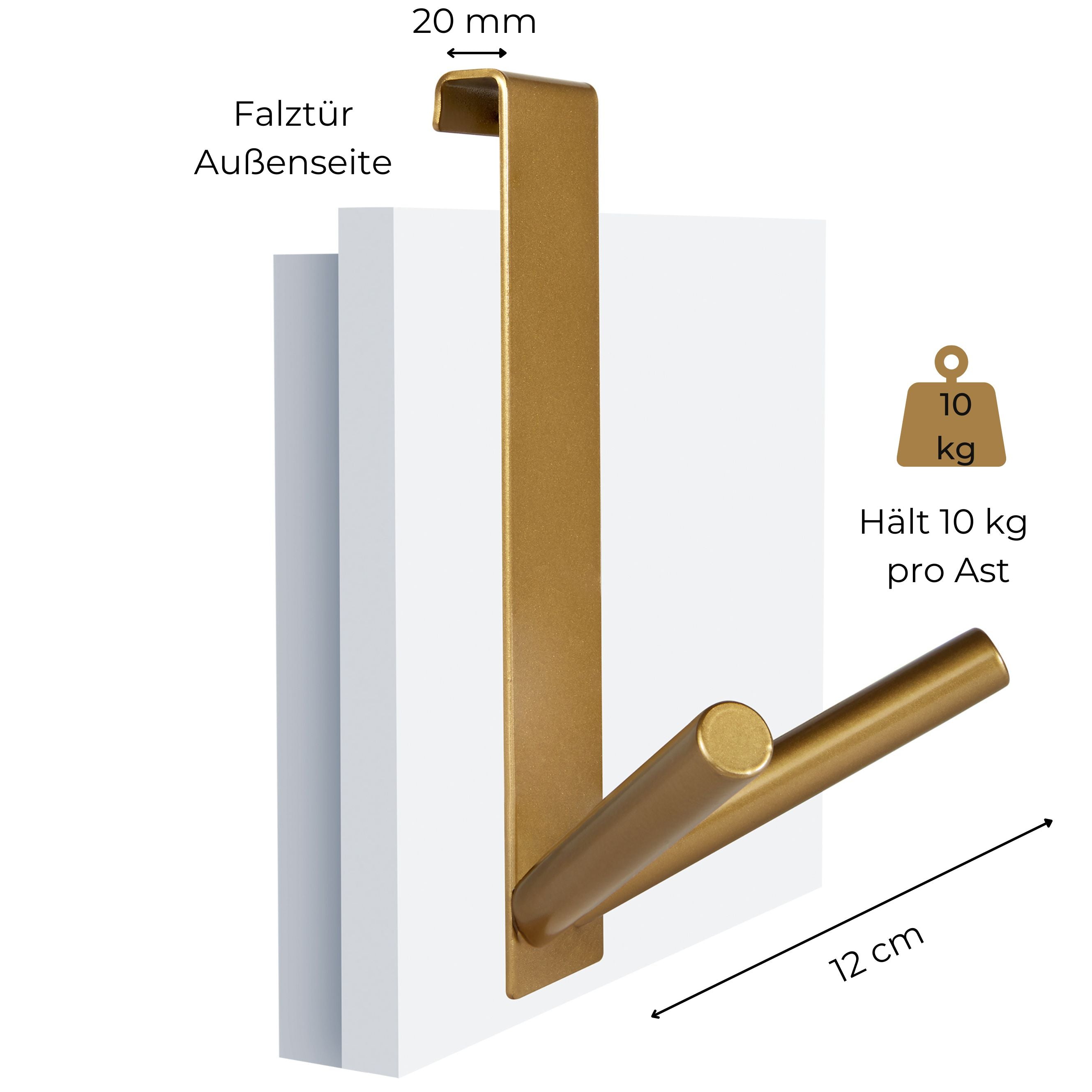 2ER-SET LANGE TÜRHAKEN GOLD | BIS 2 CM TÜRFALZ
