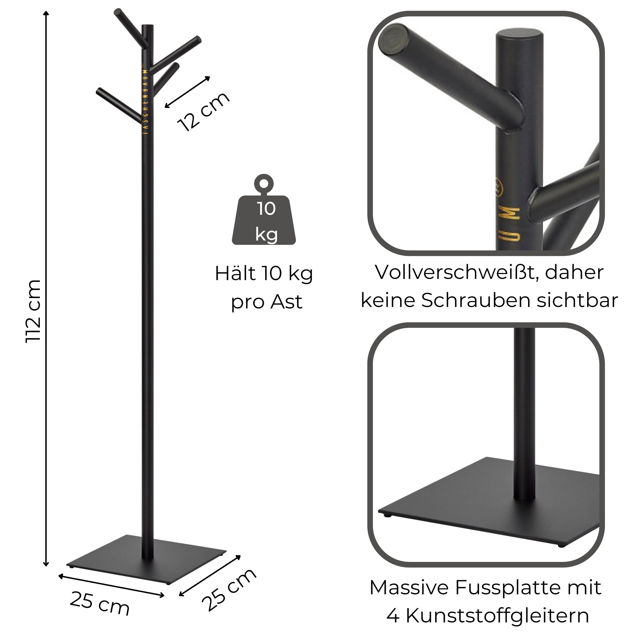 TASCHENSTÄNDER SCHWARZ | HÖHE 112 CM